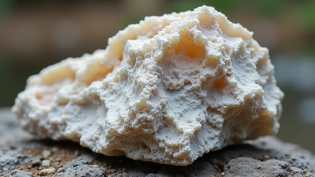 Arti priimtas uolienės pavyzdys su mineralų kristalais ir spalvomis